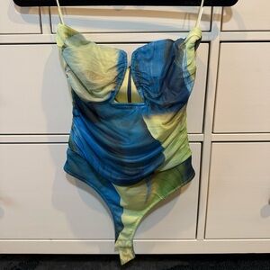 Blue and Green Women’s Bodysuit
